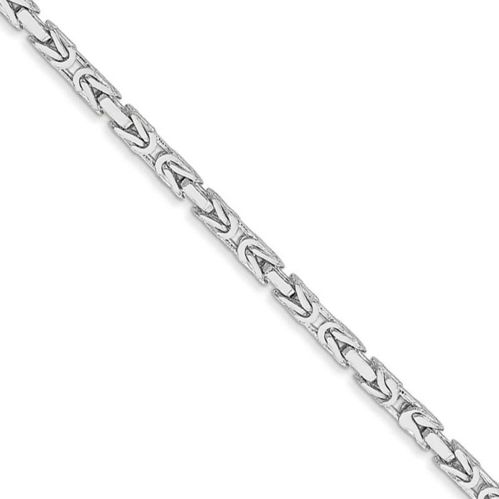 2mm, 14k White Gold, Solid Byzantine Chain Necklace, 24 Inch